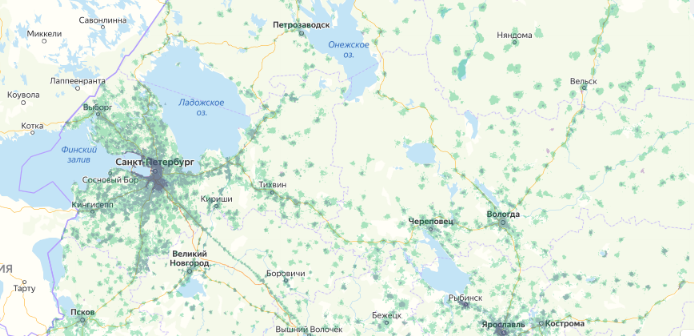 Зона покрытия МТС на карте Протвино 